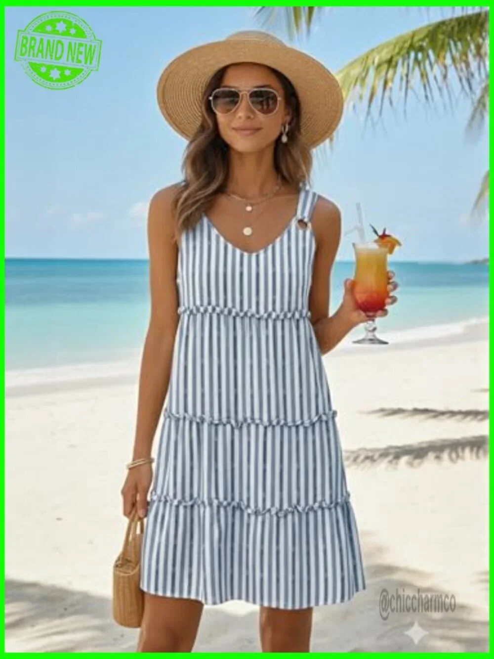 Boho Floral Beach Dress Swimsuit Cover Up V-Neck Sleeveless Summer Dress